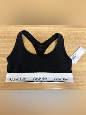 Calvin Klein Black Bralette with White Logo Elastic Band